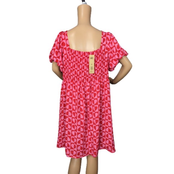 Madden NYC Checkered Pink And Red Heart Balloon Sleeve Dress XXXL - Picture 6 of 9
